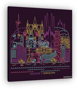 Barcelona skyline detailed silhouette. Vector line illustration (vászonkép)