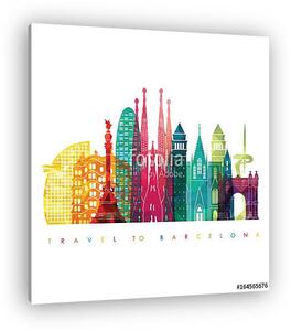 Barcelona skyline detailed silhouette. Travel and tourism backgr (vászonkép)