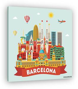 Barcelona detailed silhouette. Vector illustration (vászonkép)