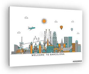 Barcelona detailed Skyline. Travel and tourism background. Vecto (vászonkép)