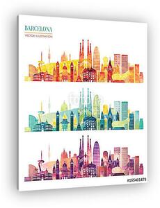 Barcelona skyline detailed silhouette. Travel and tourism backgr (vászonkép)