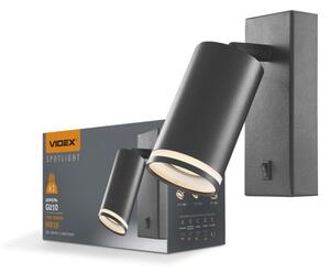 Videx KENT fekete oldalfali lámpa, GU10-es foglalattal