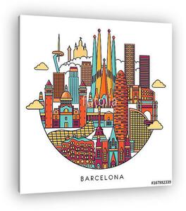 Barcelona skyline detailed silhouette. Vector line illustration (vászonkép)