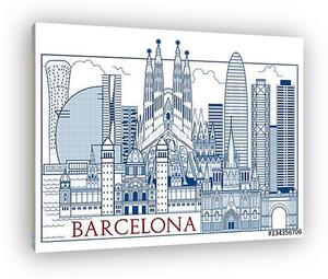 Barcelona Attractions. Handmade drawing vector illustration. All (vászonkép)