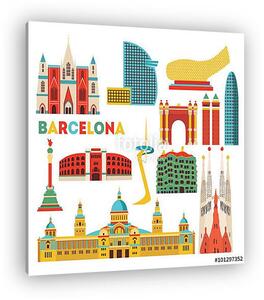Barcelona detailed monuments. Vector illustration (vászonkép)