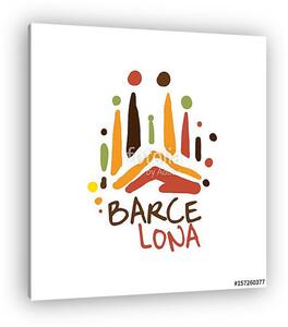Barcelona tourism logo template hand drawn vector Illustration (vászonkép)