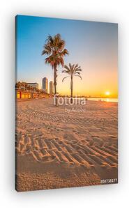 Barceloneta Beach in Barcelona at sunrise (vászonkép)
