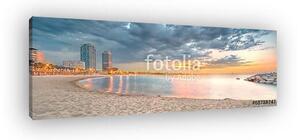 Barceloneta Beach in Barcelona at sunrise (vászonkép)