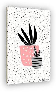 Pink and Gray Pots with Plants (vászonkép)