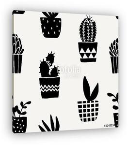 Succulent Plant Pots Seamless Pattern (vászonkép)