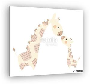 Zsiráfmama és zsiráfbébi (vászonkép)