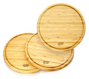 Klarstein 3 darabos készlet, bambusz reggeliző deszka, 25 x 1,6 cm (Ø x M), egyszerű karbantartás