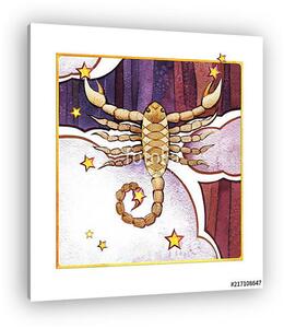 Astrological sign of the zodiac Scorpion, watercolor in retro st (vászonkép)