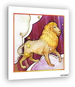 Astrological sign of the zodiac Leo, watercolor in retro style, (vászonkép)