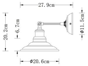 Lámpa Fali lámpatest LORET+ kapcsolóval,8229,AC220-240V,50/60Hz,1*E27,max.40W,átmérő20cm,egyes,szürke