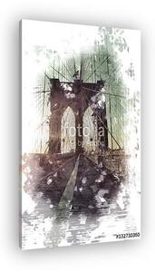 Artistic sketch of Brooklyn Bridge at sunset (vászonkép)