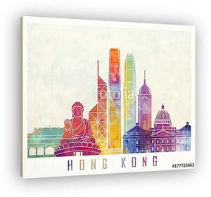 Hong Kong landmarks watercolor poster (vászonkép)