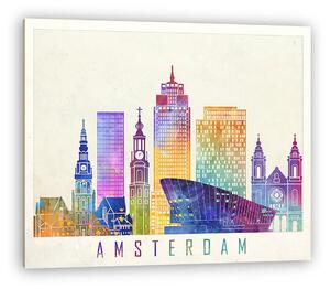 Amsterdam landmarks watercolor poster (vászonkép)