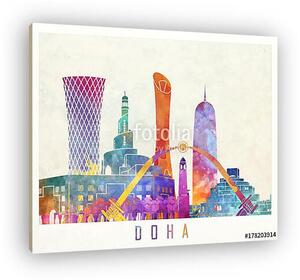 Doha landmarks watercolor poster (vászonkép)