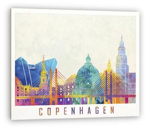Copenhagen landmarks watercolor poster (vászonkép)