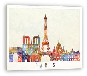Paris landmarks watercolor poster (vászonkép)