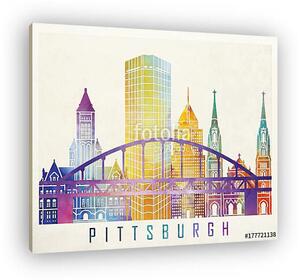 Pittsburgh landmarks watercolor poster (vászonkép)