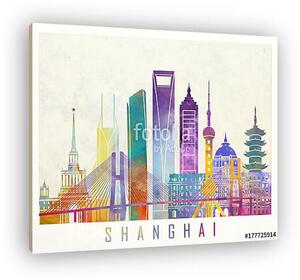 Shanghai landmarks watercolor poster (vászonkép)