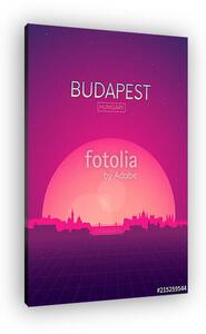 Travel poster vectors illustrations, Futuristic retro skyline Bu (vászonkép)