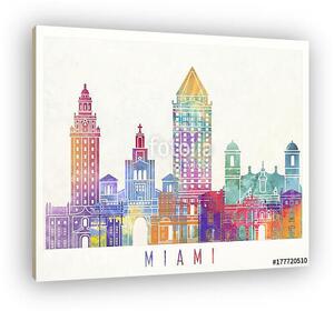 Miami landmarks watercolor poster (vászonkép)