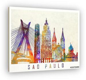 Sao Paulo landmarks watercolor poster (vászonkép)