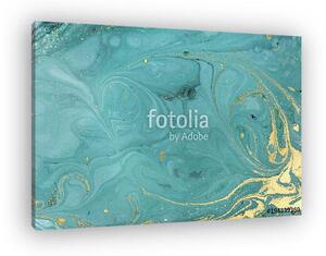 Marble abstract acrylic background. Nature green marbling artwork texture. Golden glitter. (vászonkép)