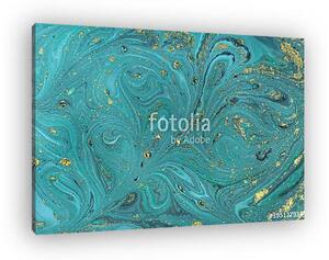 Marble abstract acrylic background. Nature blue marbling artwork texture. Golden glitter. (vászonkép)