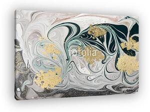 Marble abstract acrylic background. Natural green marbling artwork texture. Golden glitter. (vászonkép)