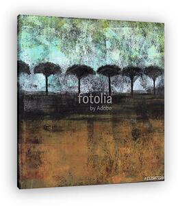 Row Of Trees - Acrylic painting of an abstract landscape with silhouetted trees. (vászonkép)