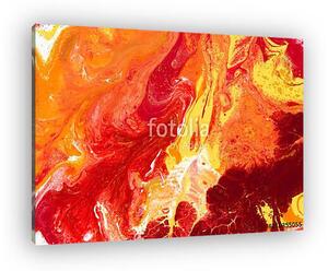 Fire | Red, Orange, Yellow, Gold, and White Fluid Acrylic Abstract Painting (vászonkép)