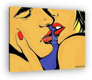 Pop art couple amour, baiser,sensualité,gros plan (vászonkép)