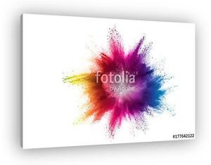 Splash of colorful powder over white background. (vászonkép)