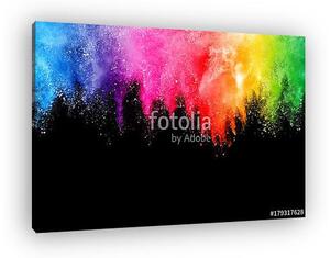 Freeze motion of colored powder explosions isolated on black background (vászonkép)