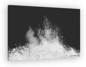 Freeze motion of white powder explosions isolated on black background (vászonkép)