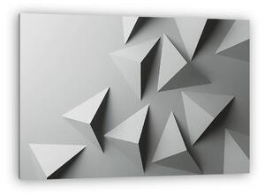 Macro image of gray geometric shapes, three-dimensional effect, abstract background (vászonkép)