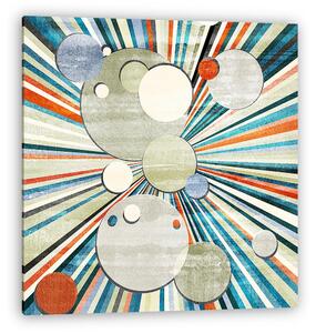 Retro circles abstract background with rays pattern. (vászonkép)