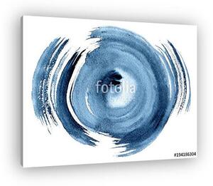 Circle grunge doodle. Blue brush stroke in the form of a circle. Drawing created in ink sketch handmade technique. (vászonkép)