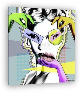 Female beauty and plastic surgery. Retro poster in the style of pop art.. (vászonkép)