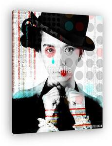 The poster of a beautiful girl in the image of a clown in a pop art style.. (vászonkép)
