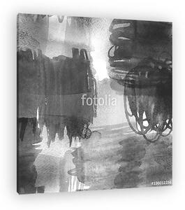 Watercolor background black and white - ink scribble texture background. (vászonkép)