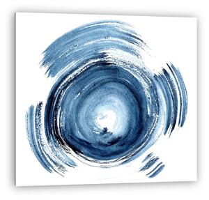 Hand drawn acrylic element, blue round stroke isolated on white background. (vászonkép)