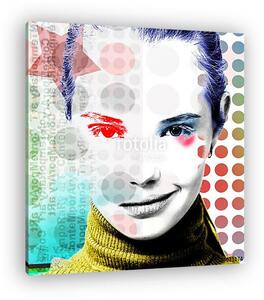 Poster with a portrait of a pretty grinning girl in a modern style of pop art. (vászonkép)