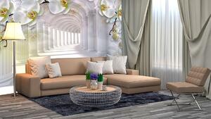Fotótapéta Fehér orchideák sorakoznak a fenséges oszlopokon, Modern fotótapéta, Modern fotótapéta, u93683 - Muralas.hu