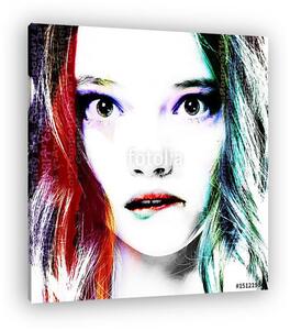 Multi-colored portrait of a young girl decorated in a modern style Pop Art.. (vászonkép)