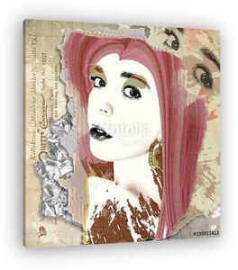 A modern poster in vintage style with a portrait of a beautiful girl.. (vászonkép)